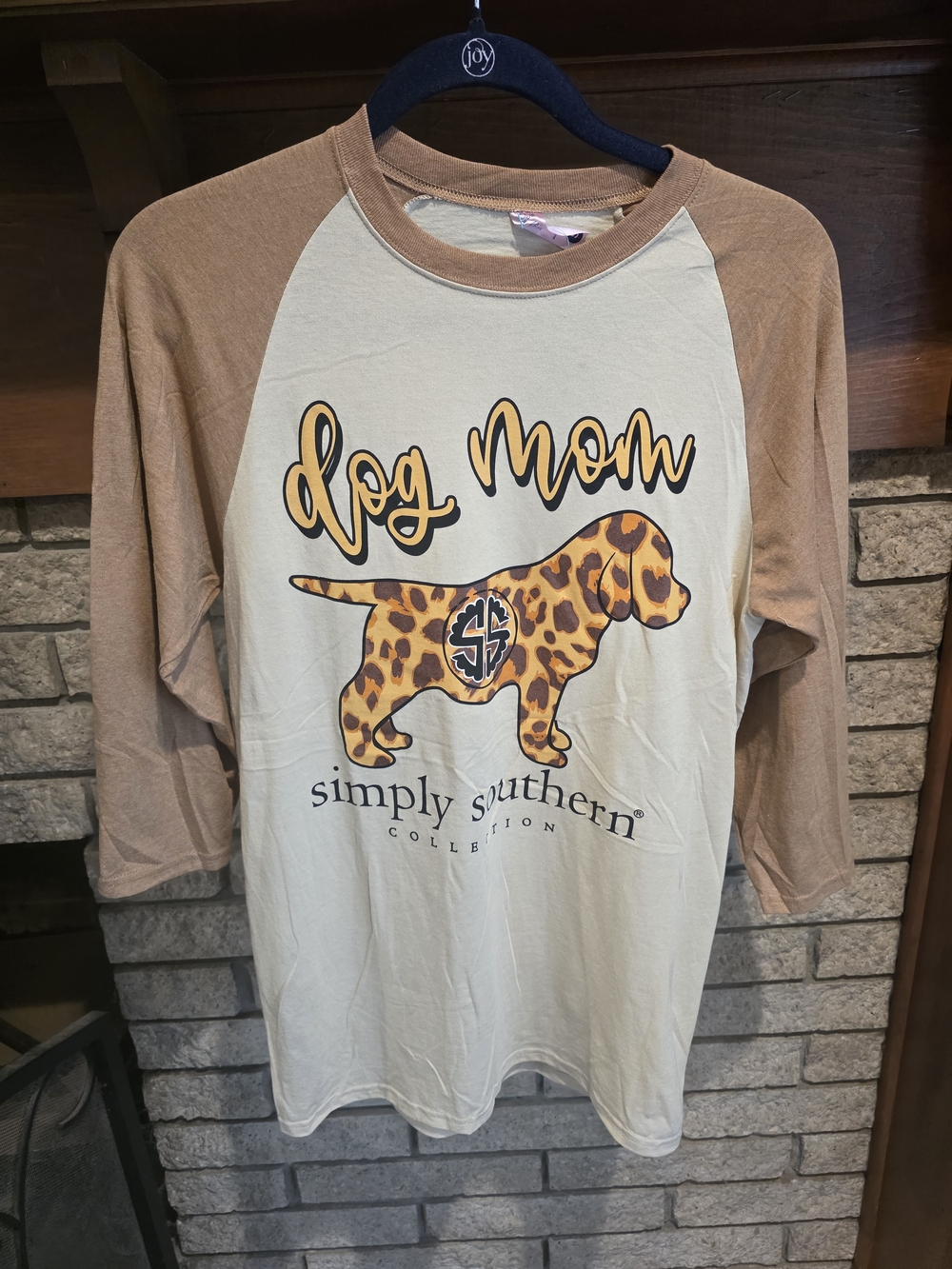 Simply Southern Beige and Tan Dog Mom Raglan Long Sleeve Tee - Picture 2 of 5